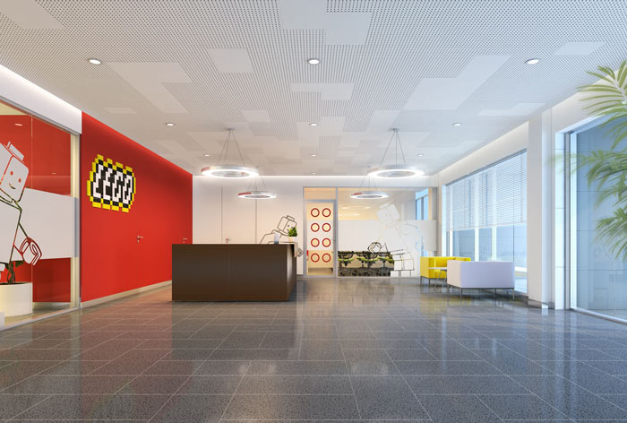 時尚簡約辦公室前臺裝修設計案例效果圖