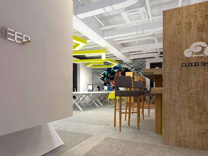 小型動畫設計工作室進門區域裝修設計效果圖