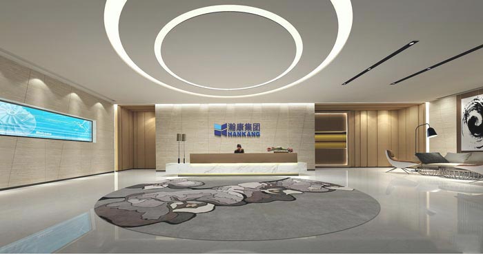 投資控股公司辦公室前臺裝修設(shè)計效果圖