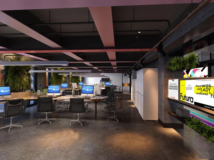 2200平方廠房辦公區(qū)域裝修設計效果圖