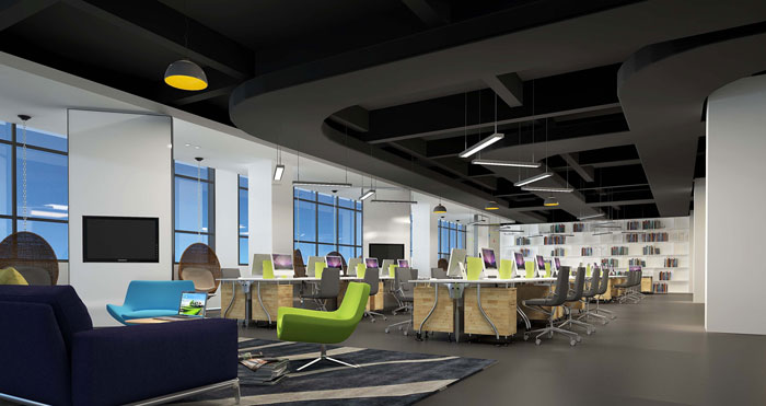 1600平方廠房辦公區(qū)域裝修設計效果圖