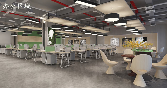 廣告制作公司辦公室辦公區域裝修設計效果圖