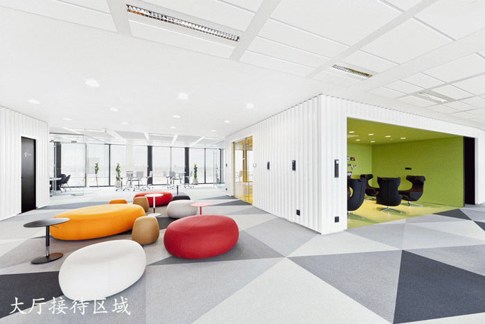 外貿電子商務公司辦公室大廳裝修設計案例效果圖