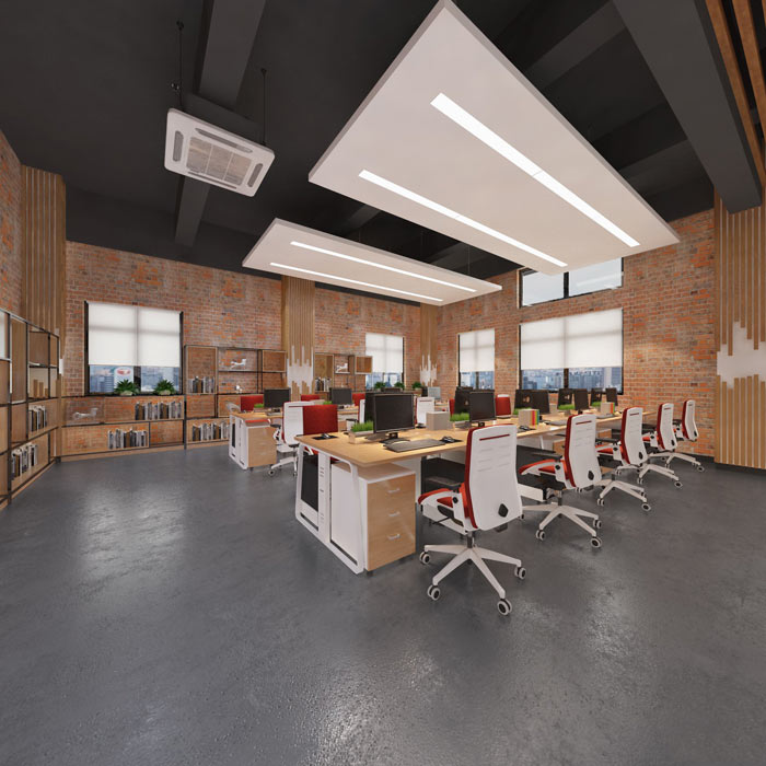 廠房loft風格辦公室辦公區域裝修設計案例效果圖