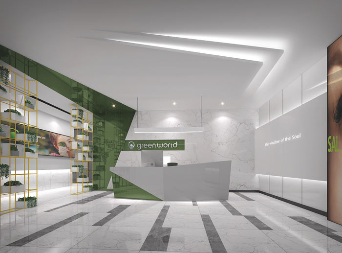 創業公司辦公室前臺裝修設計案例效果圖