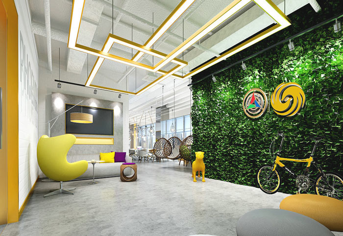 傳媒學院辦公室前臺裝修設計案例效果圖