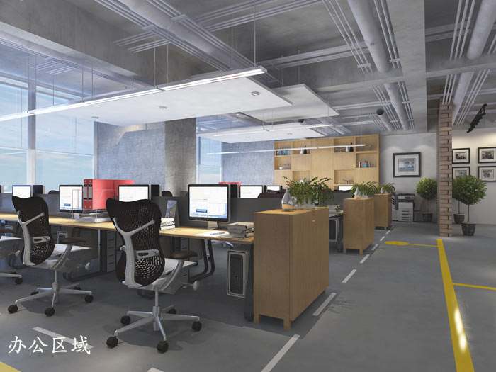 1200平方工業風辦公室辦公區域裝修設計案例效果圖