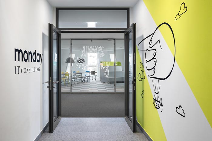 IT咨詢公司辦公室進(jìn)門區(qū)域裝修設(shè)計(jì)案例效果圖