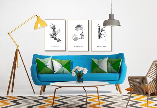 植物黑白裝飾畫效果圖