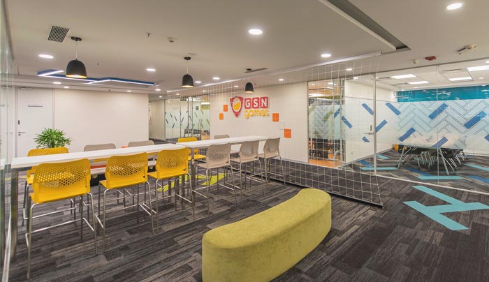 游戲公司辦公室吧臺裝修設計案例效果圖