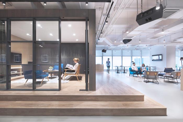 音樂傳媒公司辦公室大廳裝修設(shè)計案例效果圖