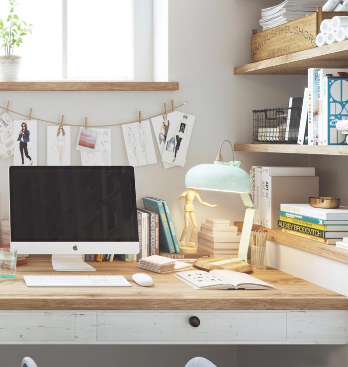 服裝設計工作室辦公桌裝修設計案例效果圖