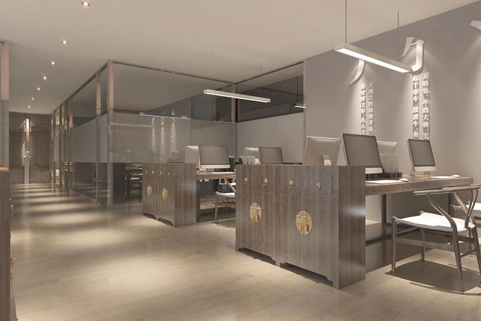 中式風格辦公室辦公右側(cè)裝修設(shè)計案例效果圖