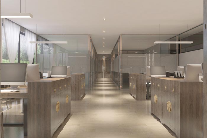 中式風格辦公室辦公左側(cè)裝修設(shè)計案例效果圖