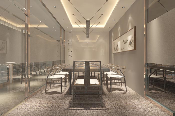 中式風格辦公室會議室裝修設(shè)計案例效果圖