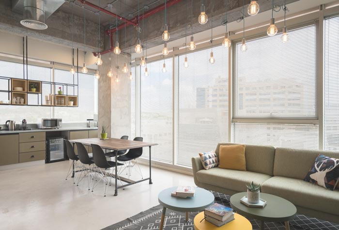 網絡安全服務公司辦公室茶水間休息區裝修設計案例效果圖