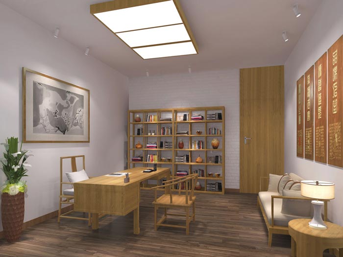 現代中式風格總經理辦公室裝修設計案例效果圖