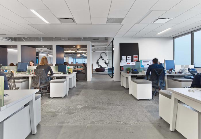 通信服務公司辦公室辦公區(qū)域裝修設計案例效果圖