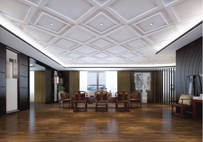 中式風格房地產管理辦公室茶藝區裝修設計案例效果圖