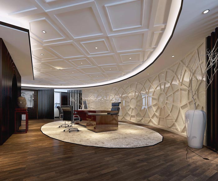 中式風格房地產管理辦公室辦公區裝修設計案例效果圖