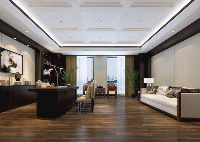 中式風格房地產管理總經理辦公室裝修設計案例效果圖