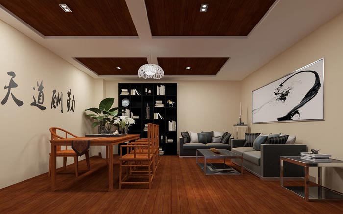 新中式loft風格總經理辦公室裝修設計案例效果圖