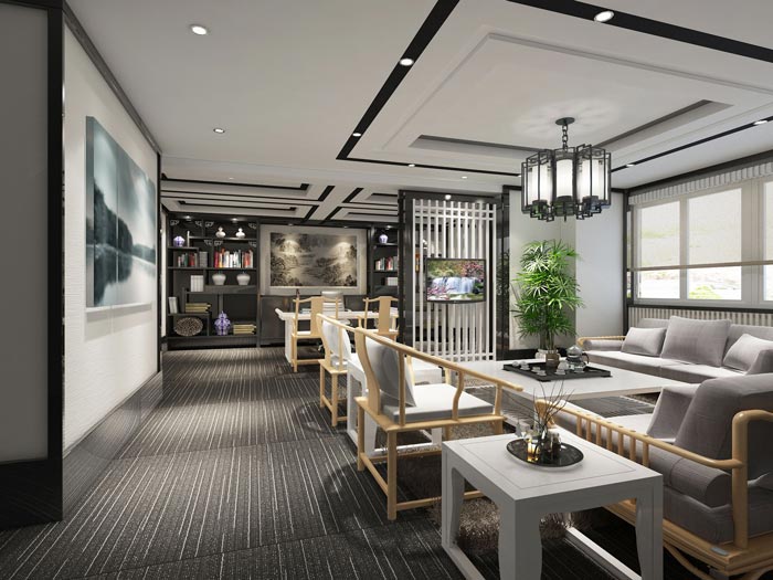 新中式禪意總經理辦公室域裝修設計案例效果圖