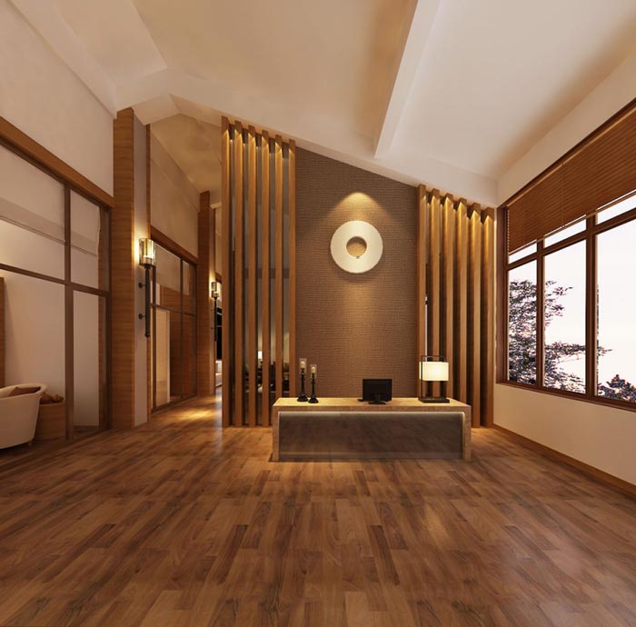 中式簡約風(fēng)格辦公室前臺(tái)裝修設(shè)計(jì)案例效果圖