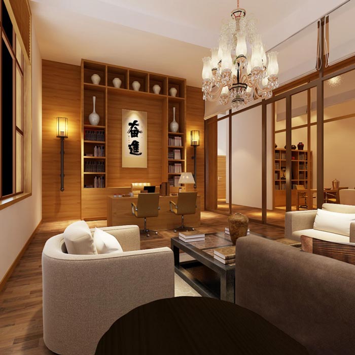 中式簡約風(fēng)格董事長辦公室裝修設(shè)計(jì)案例效果圖