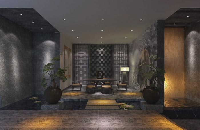中式風(fēng)格投資公司辦公室接待區(qū)域裝修設(shè)計(jì)案例效果圖