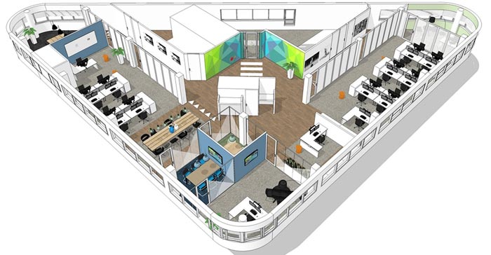 代步車公司辦公室設計方案俯視圖