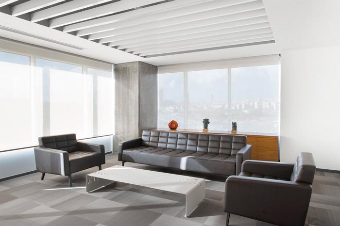 600平方開放式辦公室接待區域裝修設計實景圖