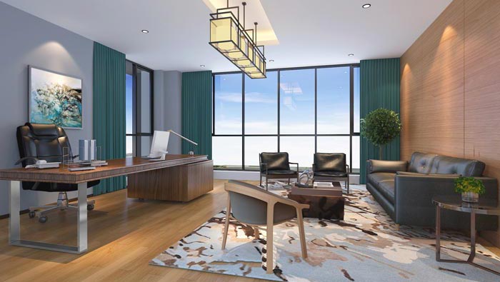 簡約老總辦公室裝修設計實景圖