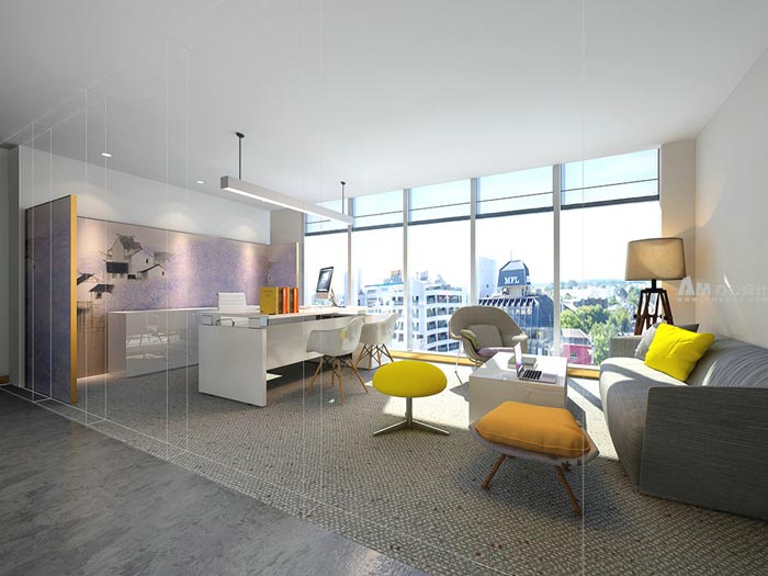 簡約老總辦公室裝修設計效果圖