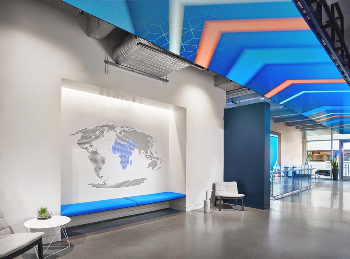 招聘信息服務(wù)公司辦公室前臺裝修設(shè)計(jì)案例效果圖