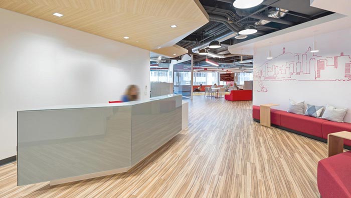 生物技術服務公司辦公室前臺裝修設計案例效果圖