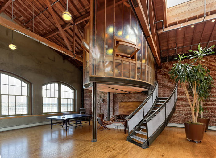 科技公司loft風格辦公室樓梯區裝修設計案例效果圖