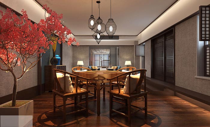 新中式辦公室休息區裝修設計案例效果圖