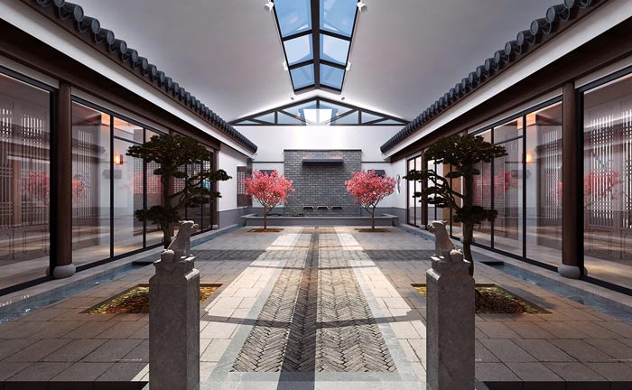 新中式辦公室裝修設計案例效果圖