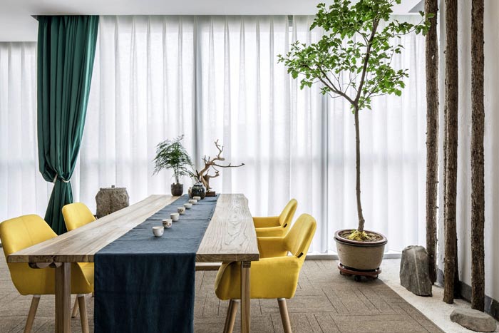 節能環保公司總經理辦公室品茶區裝修設計案例效果圖