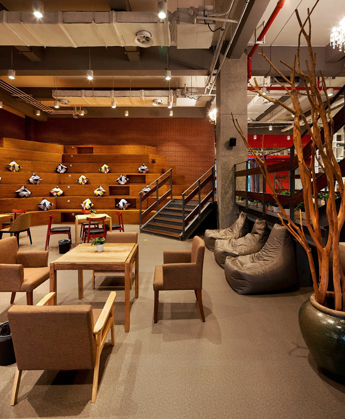 創客孵化中心辦公樓休息區域裝修設計效果圖