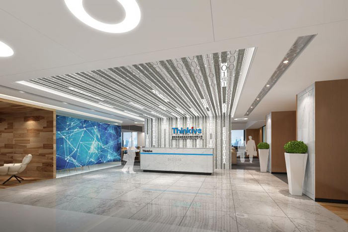 信息技術公司辦公室前臺裝修設計效果圖