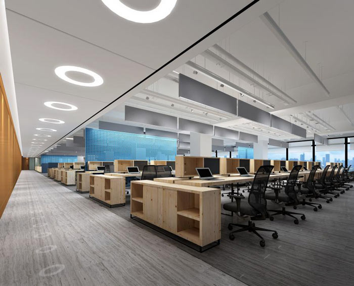 信息技術公司辦公室辦公區域裝修設計效果圖