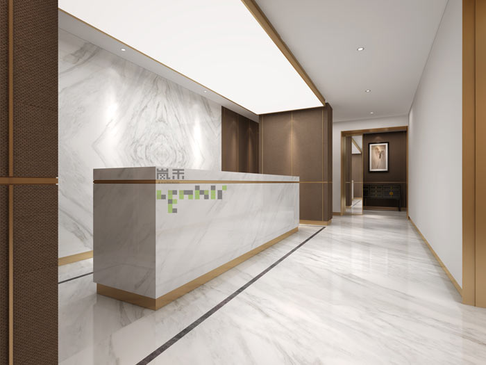 新中式風格辦公室前臺裝修設計效果圖