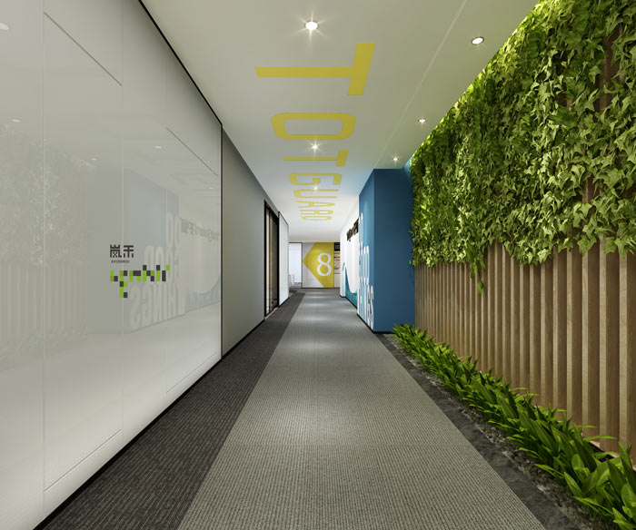 創新科技公司辦公室員工過道裝修設計效果圖