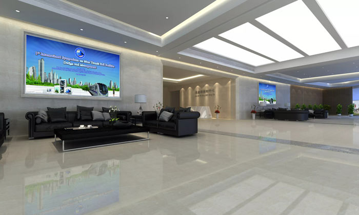 地鐵指揮中心辦公室入口大廳裝修設計效果圖