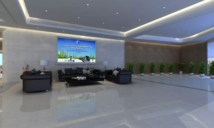 地鐵指揮中心辦公室入口大廳裝修設計效果圖
