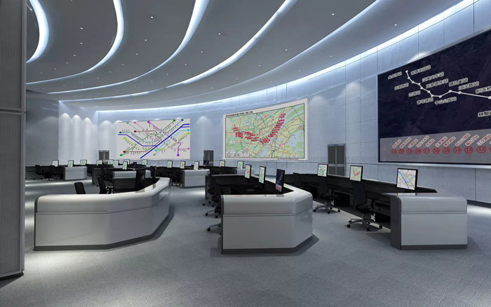 地鐵指揮中心辦公室指揮大廳裝修設計效果圖