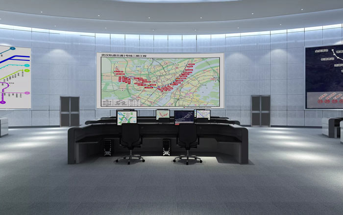 地鐵指揮中心辦公室指揮大廳裝修設計效果圖