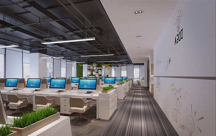 光電科技公司辦公室辦公區(qū)裝修設計效果圖